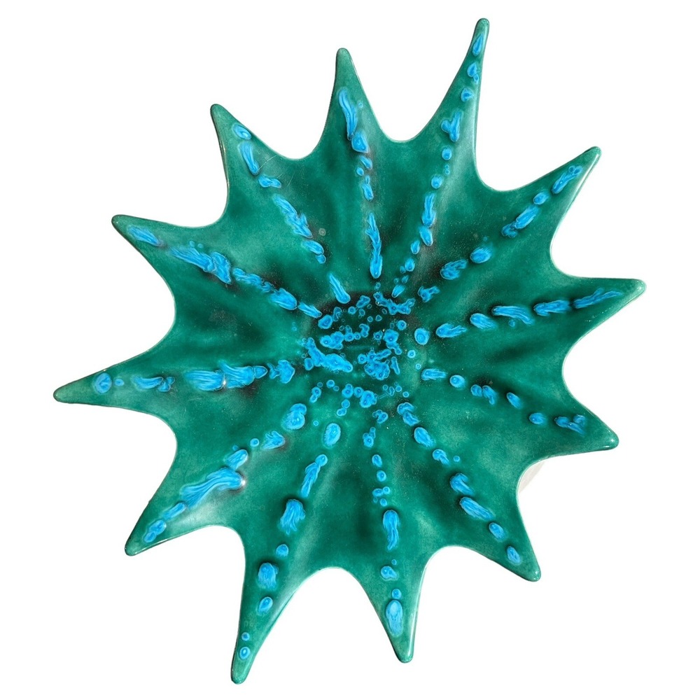 Vintage Ceramic Platter 1960's Turquoise And Blue MCM RARE Unique
